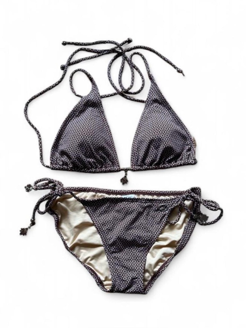 Jantzen Brown Geometric Print Triangle Bikini Set Size M